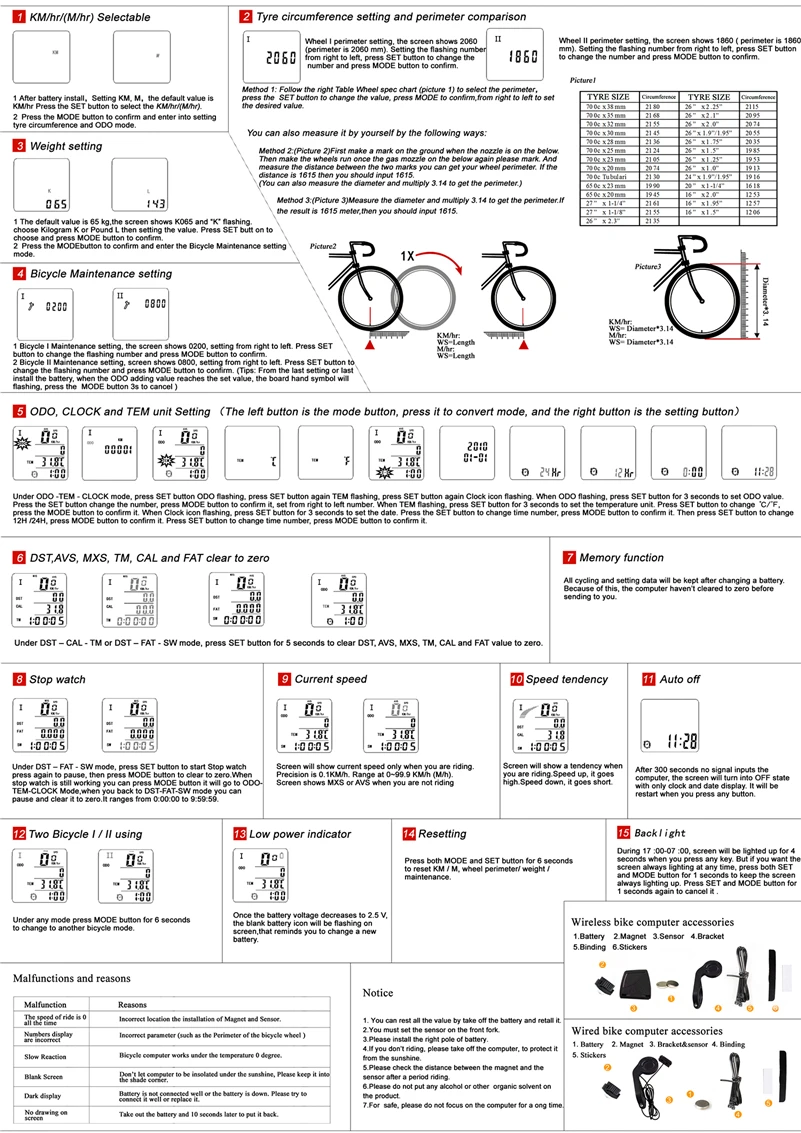 WEST BIKING 2.8 inch Bicycle Computer Large Screen Speedometer Wireless ...