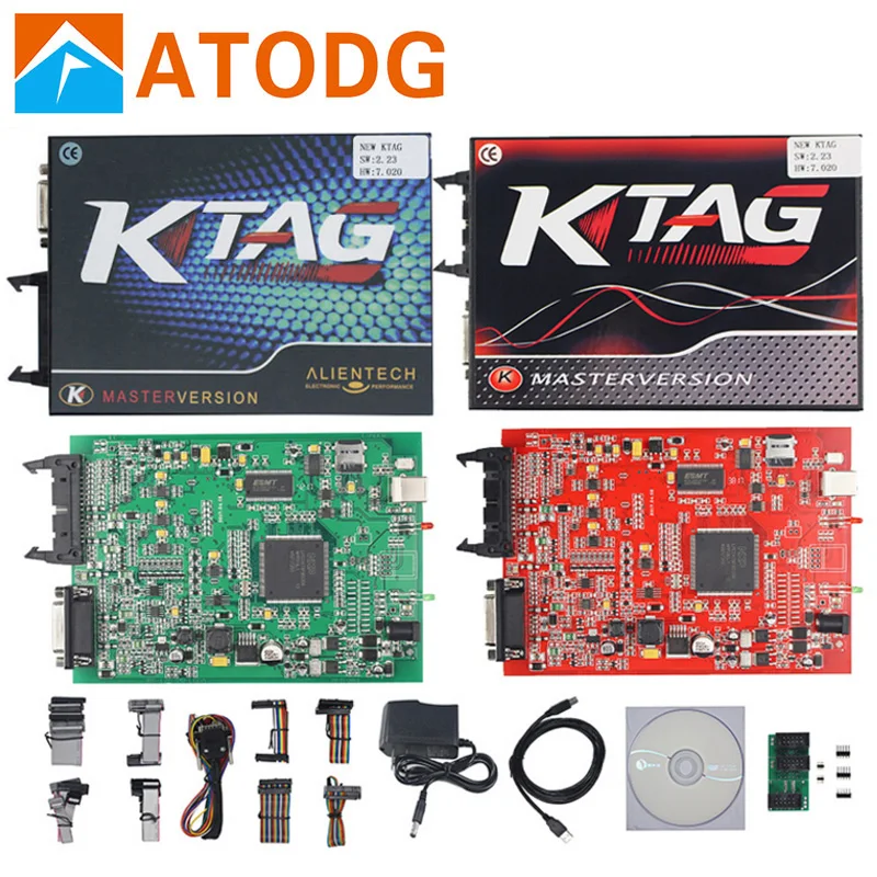 Онлайн мастер KTAG V7.020 V2.23 без знака предел KATG 7,020 зеленый и красный pcb KTAG 2,23 программатор системного блока управления K тег 7,020 7020 OBD2 настройки