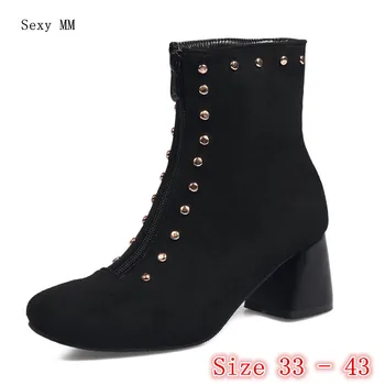 

Spring Autumn Winter Women High Heels Ankle Boots Shoes Woman High Heel Short Boots botas Small Plus Size 33 - 40 41 42 43