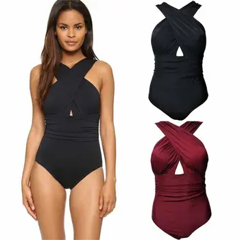 

2018 New Hot Fashion Womens Summer Bandage Padded Bra Bathing Bodysuits