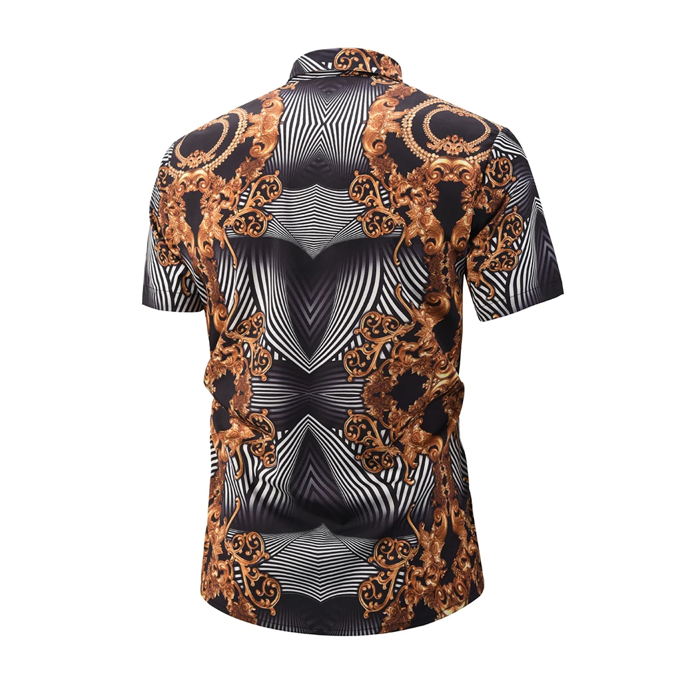 Retro Hawaiian Beach Short Sleeve Shirt Men 2019 Summer Fashion Palm Tree Print Tropical Aloha Shirts 2