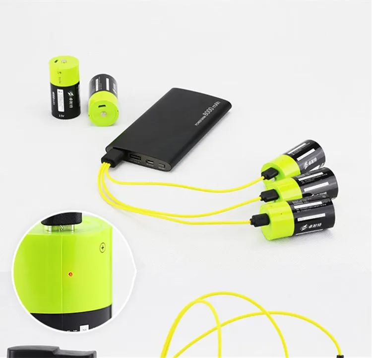 

4pcs 1.5v Lithium li-polymer 4000mAh D size rechargeable battery D type for flashlight,medical devices ect. + USB charging line