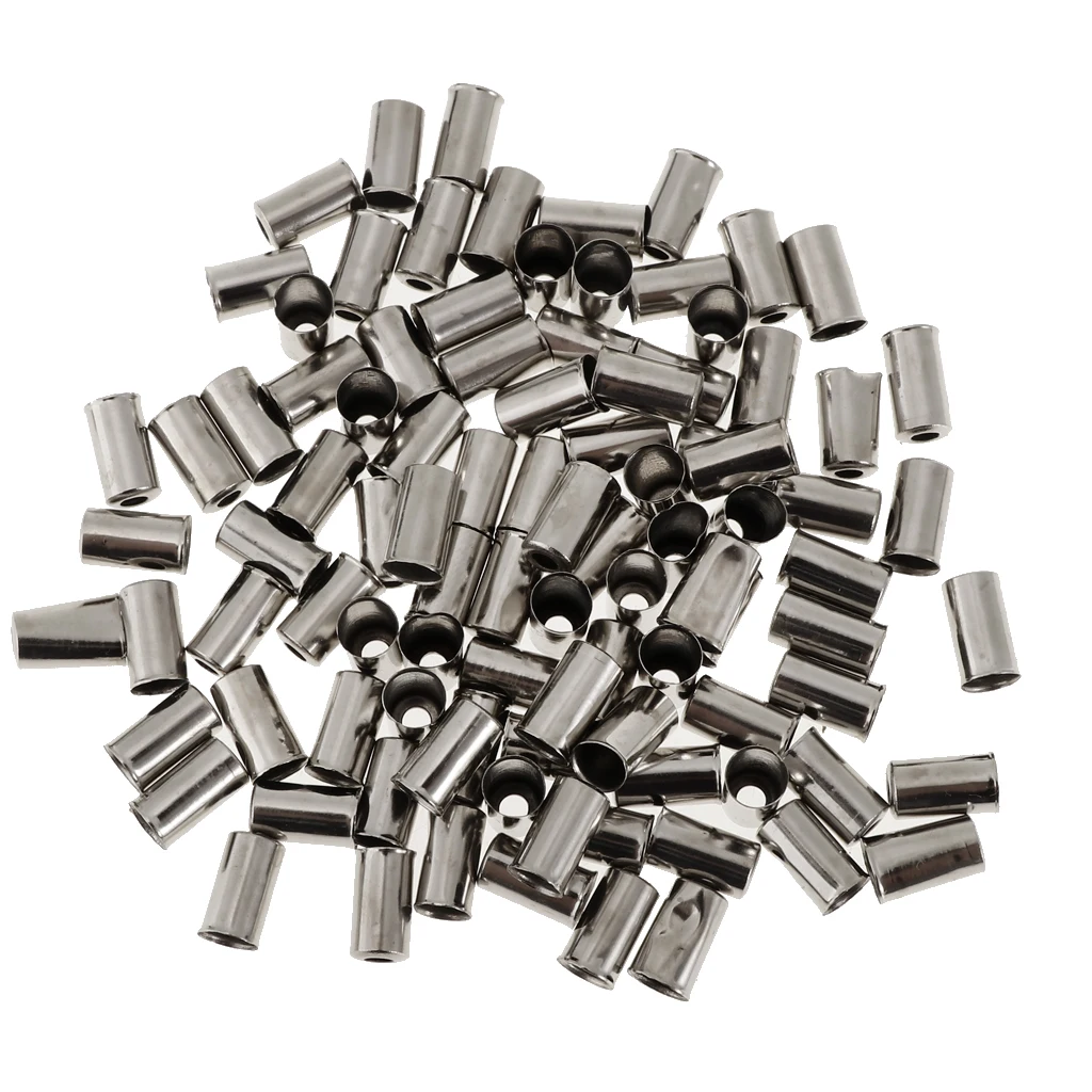 100Pcs Aluminum 5mm Bicycle MTB Brake Wire End Cap Cable Cover Gear Lightweight Bicycle Parts Silver