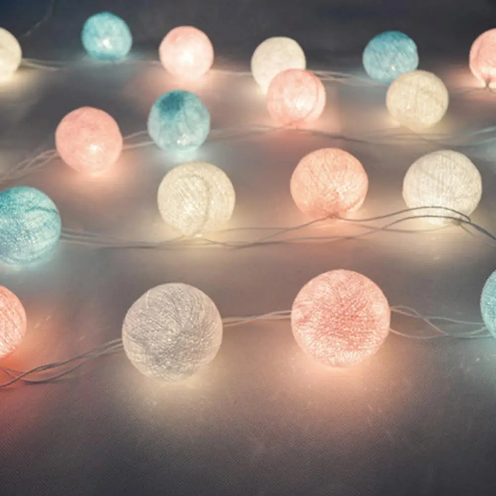 

Cotton Ball 20-beads String Lights with US-plug for Wedding Garden Party Christmas Decoration String Lamp Holiday Lighting