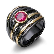 DC1989 Nuevas Mujeres anillos de La Manera A Estrenar Negro Oro Rojo Cubic Zirconia Anillo Del Partido Respetuoso Del Medio Ambiente Sin Plomo