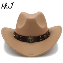 Женская шерстяная западная ковбойская шляпа с откатными полями женская королева джаз Конный сомбреро Hombre Fedora cap размер 56-58 см