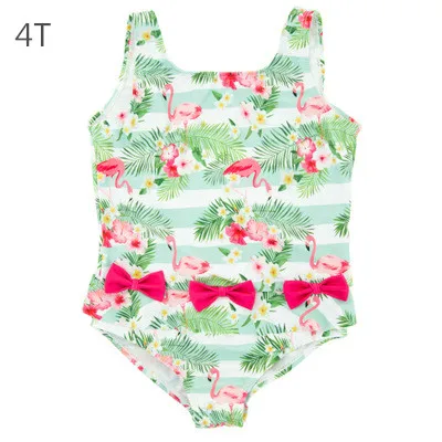 Одежда для купания с фламинго для маленьких девочек цельные купальники с бантом и открытой спиной купальный детский купальный костюм Защита от солнца для младенцев - Цвет: 4