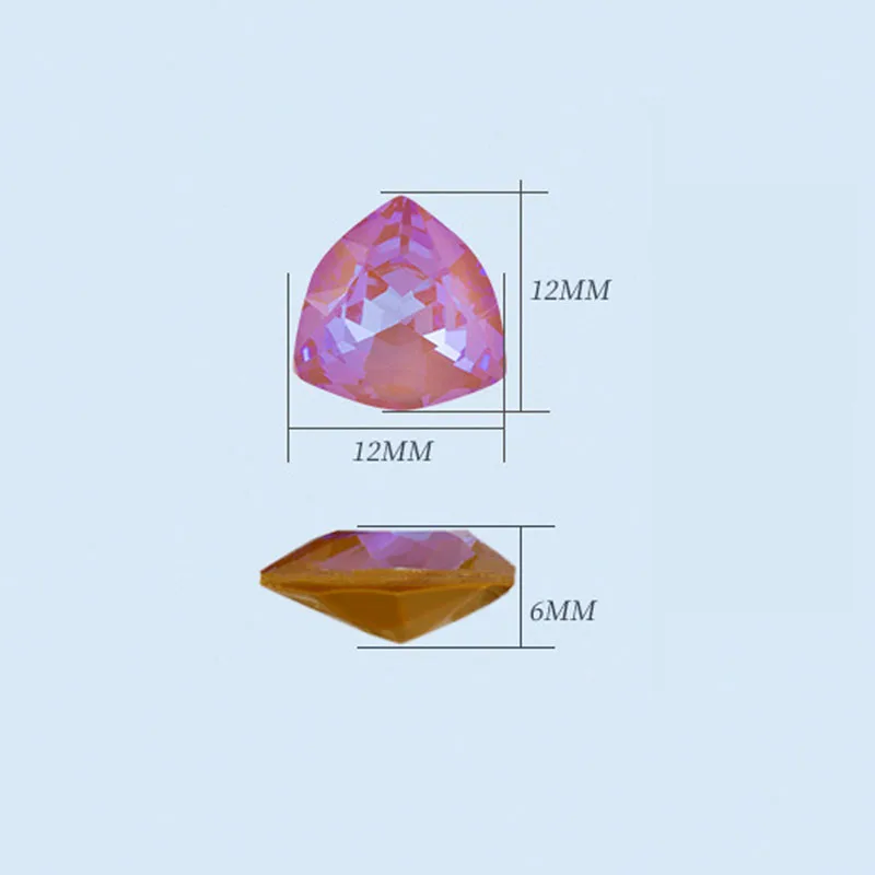 12 мм Толстая треугольная форма мокко флуоресценции pointback кристалл стеклянные стразы Стразы для ногтей одежда