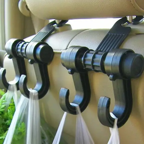 

Car Seat Back Headrest Dual Strong Hook Holder Plastic Hanger Fit For Bags Clothing