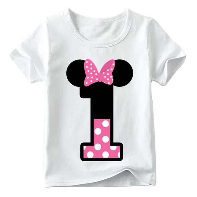 Baby Boys/Girls Happy Birthday Letter Bow Cute Print Clothes Children Funny T shirt,Kids Number 1-9 Birthday Present,ooo2416 White A