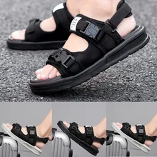 Мужская обувь для ношения на улице, повседневные сандалии, модная пляжная обувь с пряжкой, однотонные сандалии, Нескользящие сандалии, низкий каблук, тканевый материал верха 9 Apr