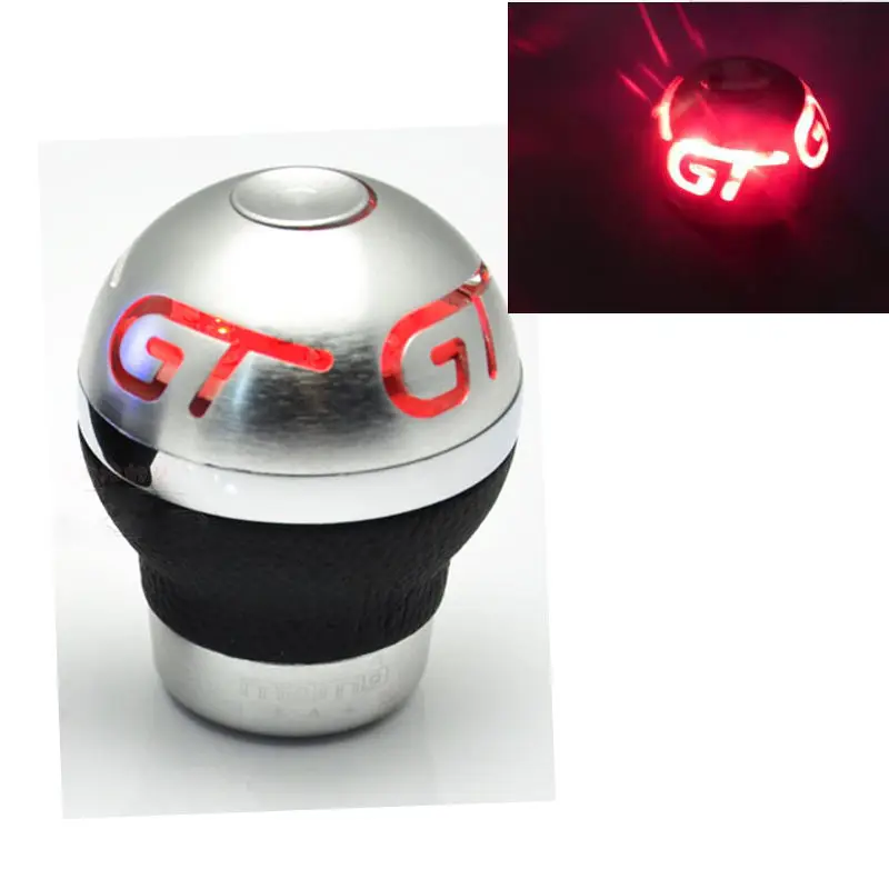 Universal GT Printed Red LED Light Gear Shift Knob Aluminum PU leather