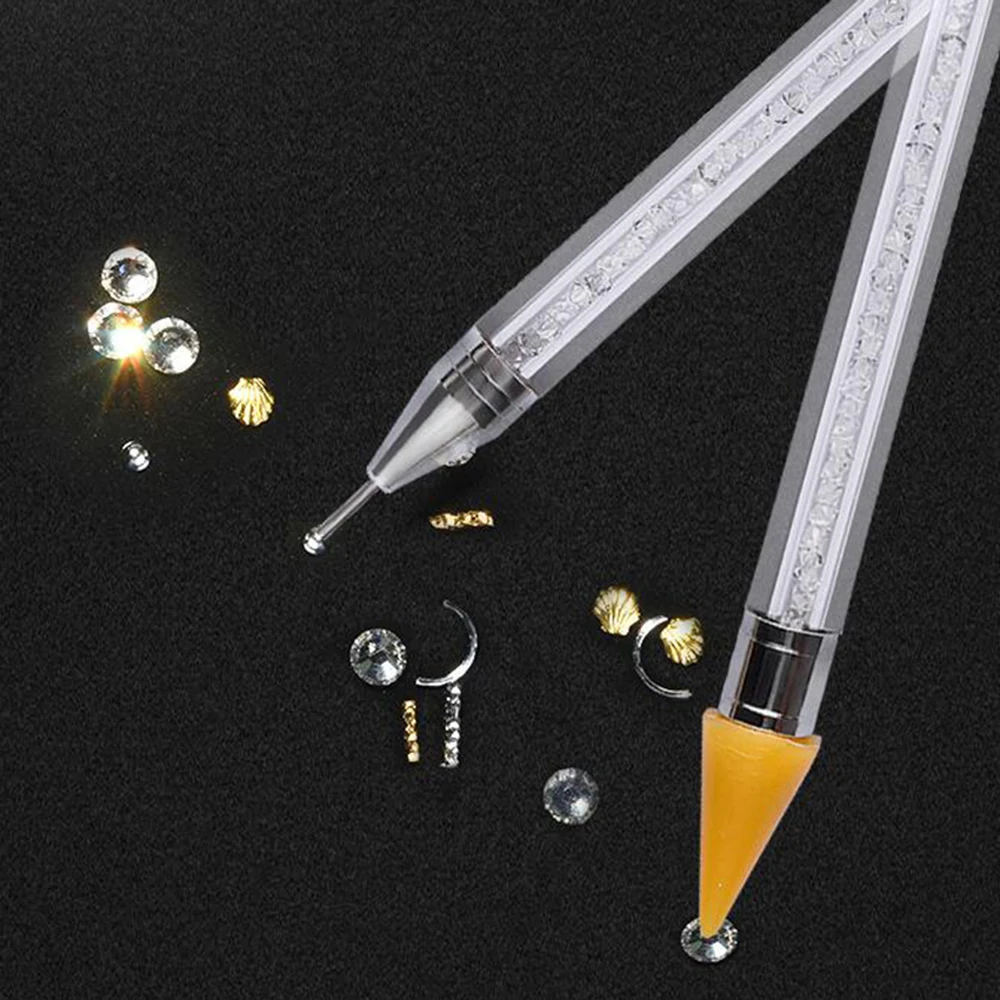 

15cm Wax Pencil Rhinestone Dual-ended Pick Up tool/Wax Stone Picker Nail Dotting Pen Crystal Bead Handle Rhinestone Studs Picker