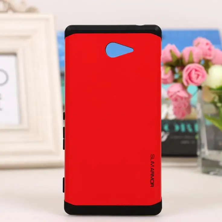 

2015 New style Tough SLIM ARMOR protective Case for Sony xperia m2 s50h Double cell phone silicone cover with 1pcs screen film