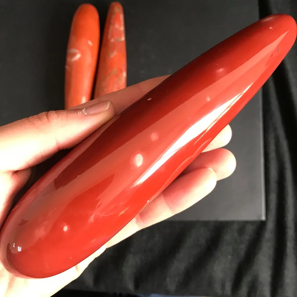 

wholesale top quality natural red jasper gemstone carved massage wand women massager for man or women gift TY
