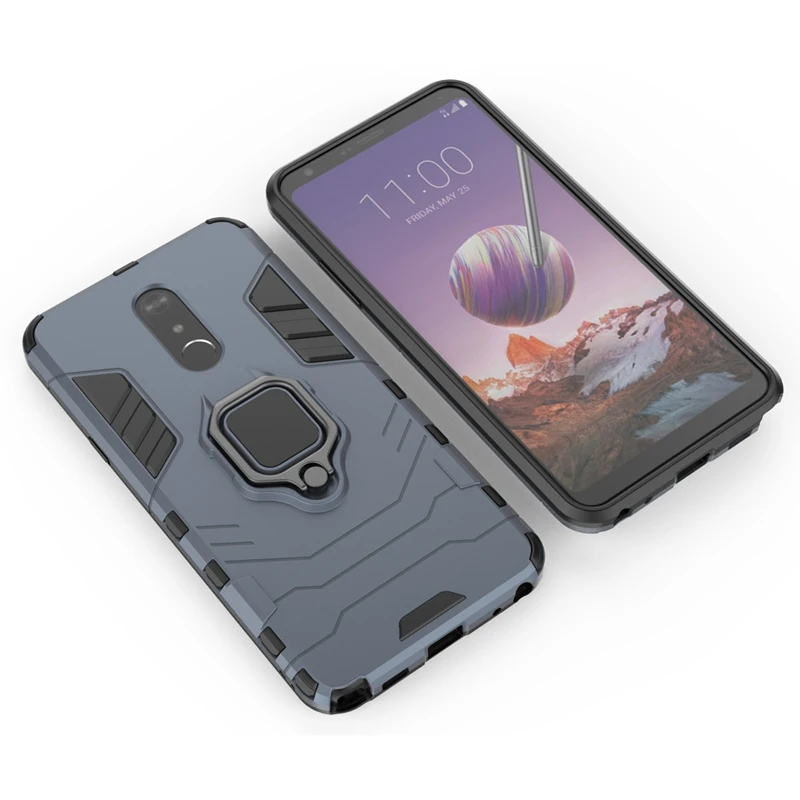 Автомобильный держатель чехол для LG STYLO5 стенд с металлическим кольцом Магнитная
