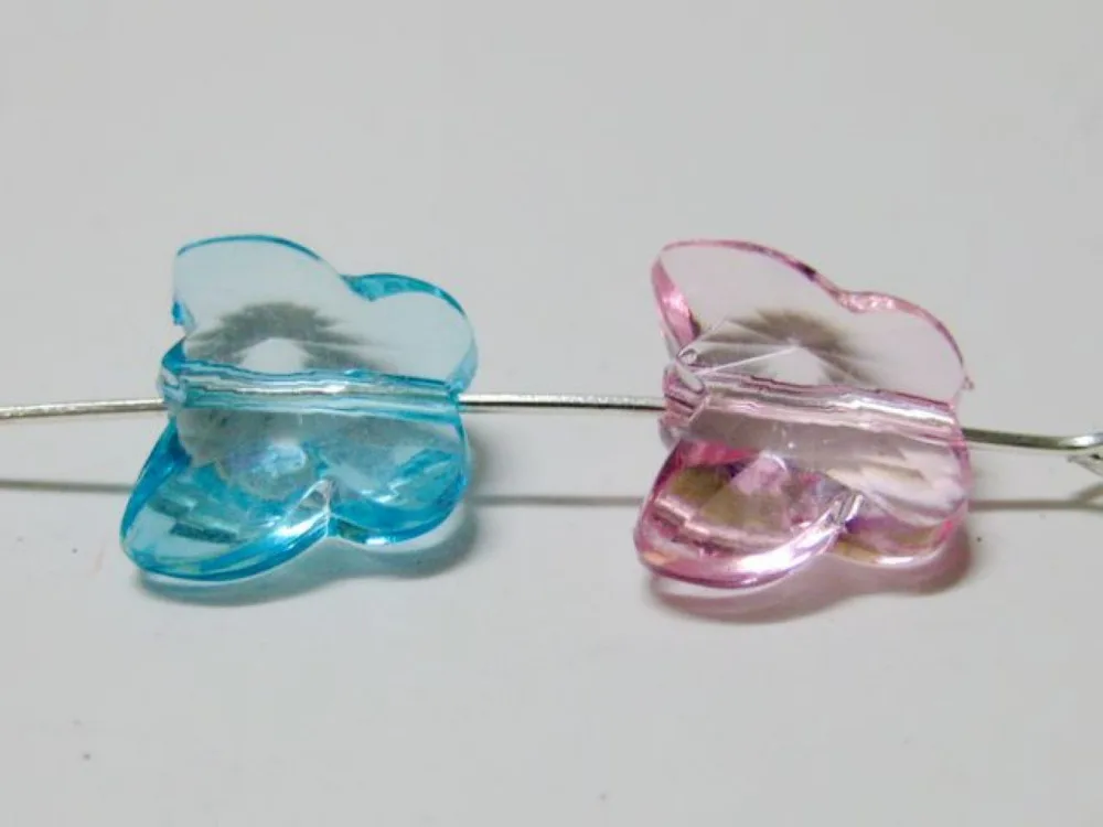 100 Mixed Colour Acrylic Transparent Butterfly Charm Beads 14X11mm | Украшения и аксессуары