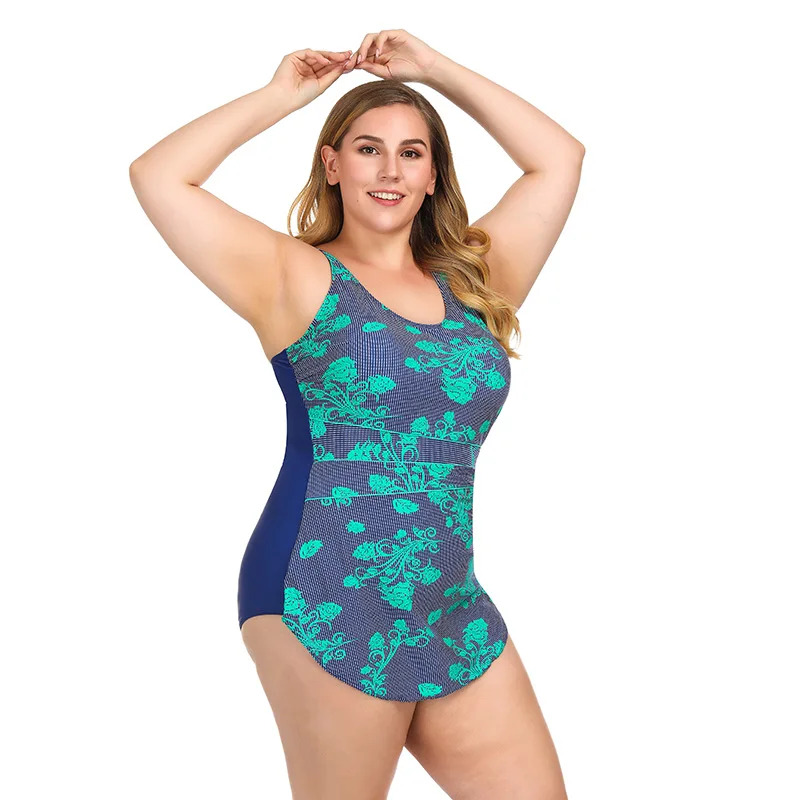 

CATTLEYA 2019 Vintage Print Plus Size Tankini Swimsuit Dress Bathing Suit Women SYS