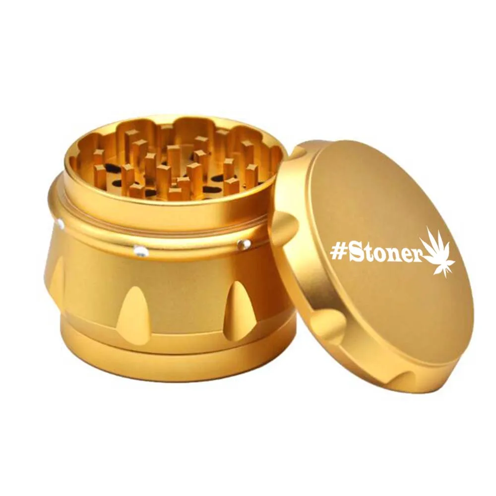 HONEYPUFF Speaker Shape Herb Grinder Aircraft Aluminum Grinder 56 MM 4 Layers Crusher Herb Tobacco Grinder Spice Crusher - Цвет: Gold-Stoner