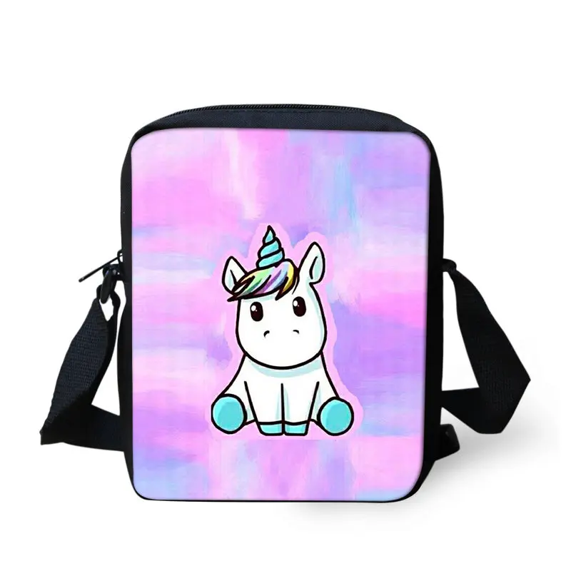 

THIKIN Cute Fat Unicorns Pink Painting Messenger Bag Mini Women Fashion Handbags Girls Shoulder Bag Popular Kid Light School Bog