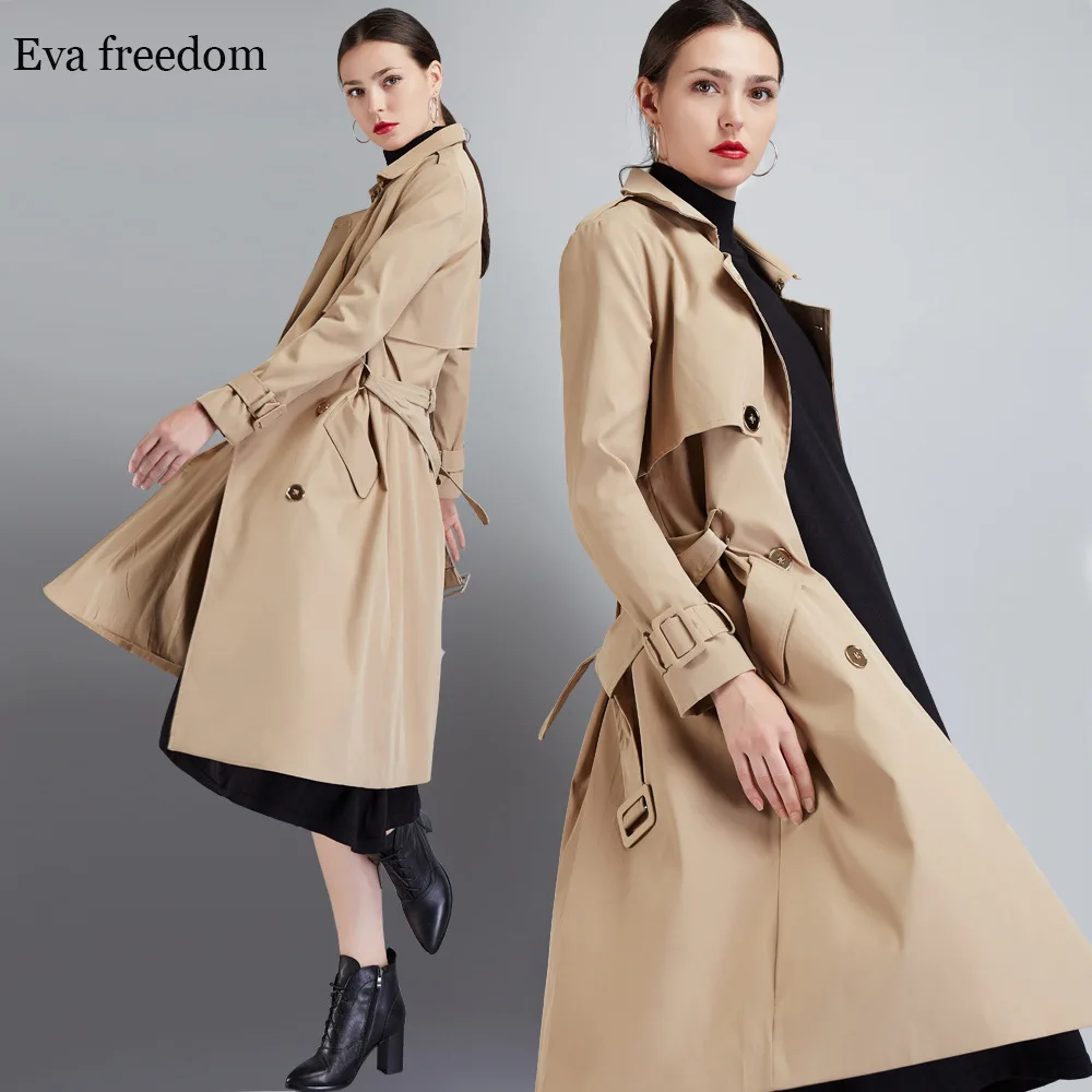 

2018 spring new arrival sashes decoration windbreaker European and American fashion double breasted women's windbreaker EF18018