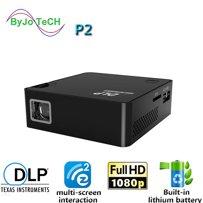 

ByJoTeCH P2 HD DLP 1920*1080 portable projector Built-in battery With EZcast Wireless Multi screen interactive