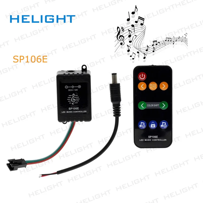 

SP106E RF 9keys LED Music Controller DC5V-12V WS2811/WS2812 /6812/1903/Magic LED tape digital colorful music SPI controller