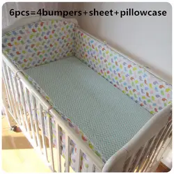 Акция! 6 шт. кроватки бампер детская кроватка наборы постельных принадлежностей для маленьких девочек бамперы наборы новорожденных