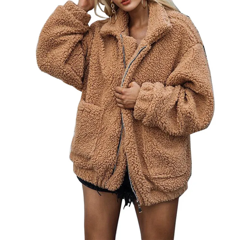 

Loose Faux lambswool oversized 4XL jacket coat Winter warm hairly jacket Women autumn outerwear new female overcoat fashion Tops