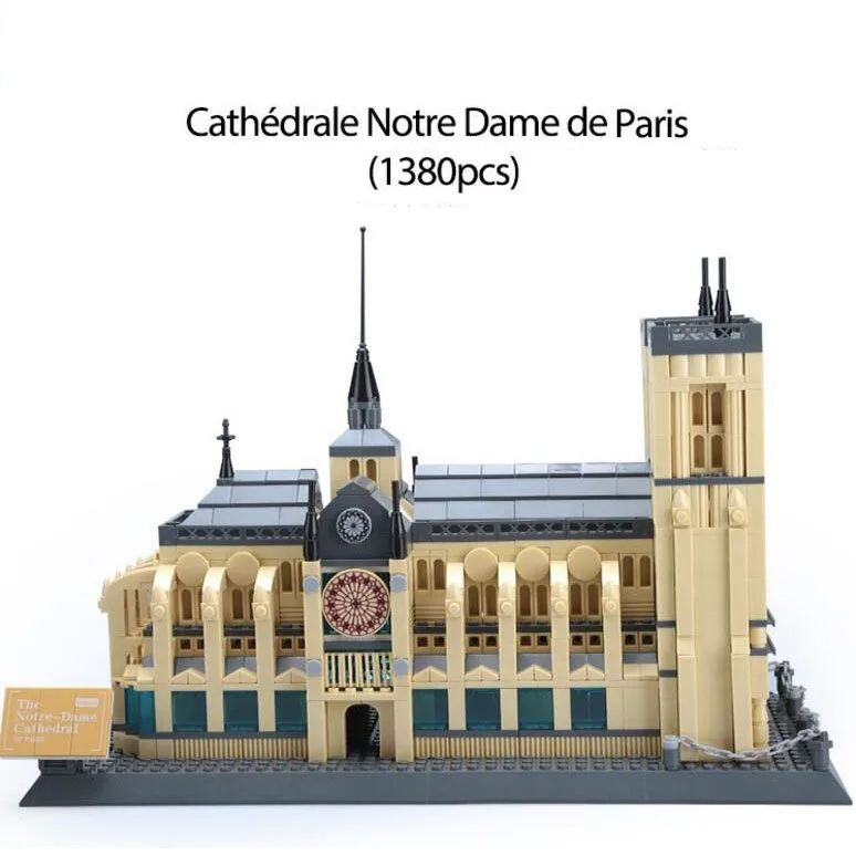 

World Architecture Notre-dame Cathedral Of Paris 1380Pcs Building Blocks sets educational toys for children