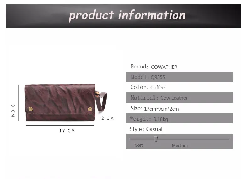 COWATHER 2019 Топ Корова Натуральная кожа бумажник мужчины новый дизайн высокого качества мужские кошельки большого объема мужские сумки Q9355
