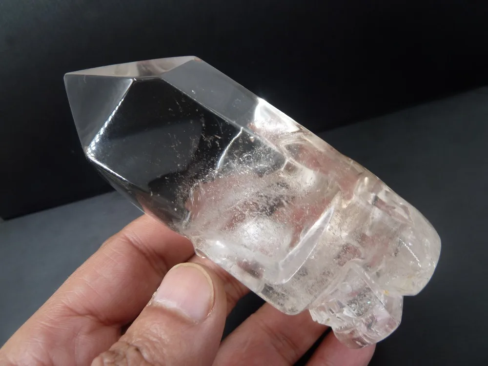 

256g NATURAL QUARTZ CRYSTAL carved SKULL T1202