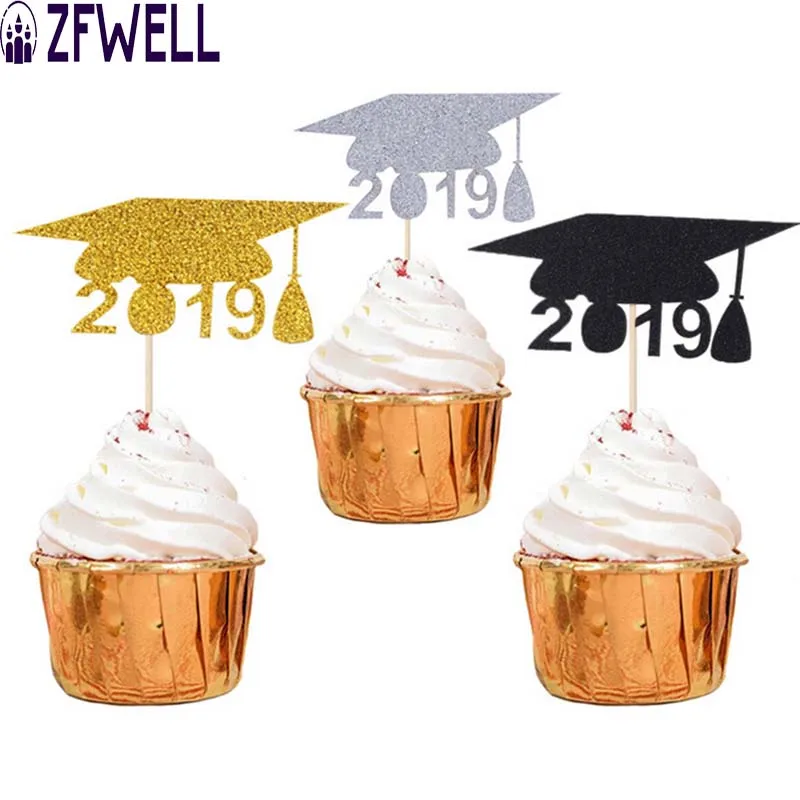 

ZFWELL2pz/lot.3.8*8CM gold silver black cloth graduation ceremony party baking dessert table birthday cake decoration card.8