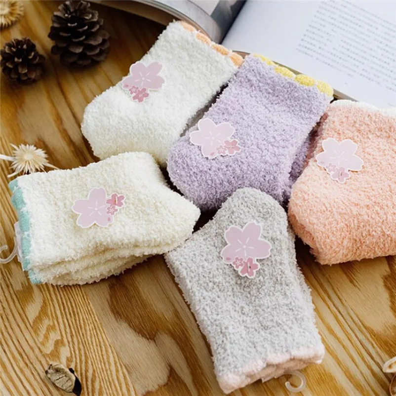 Women's Socks Thick Heavy Winter Warm Crew Solid Fuzzy Slipper Socksliva girl socks women winter warm socks for Female S27 (4)