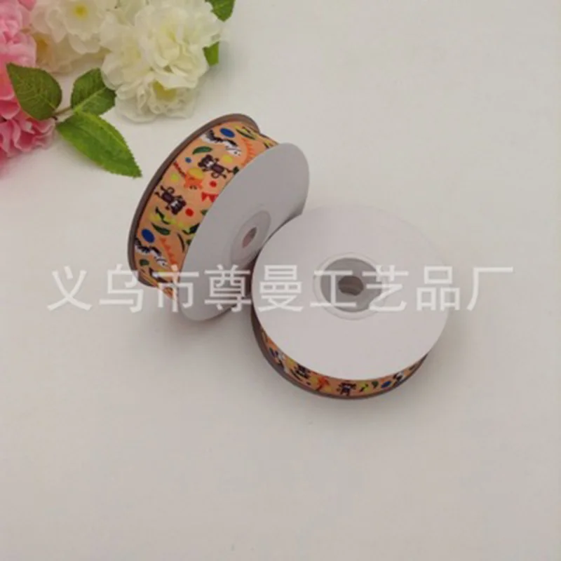 

Hot Sale Digital Printing Ribbon 2.5cm Wide Thermal Transfer Cartoon Animal Monkey Zebra Series Heat Transfer Line With Webbing
