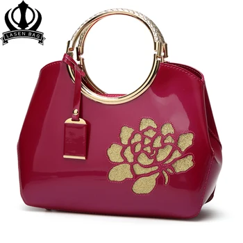

Embroidery Flower Patent Leather Women bag Ladies Cross Body messenger Shoulder Bags Handbags Women Famous Brands bolsa feminina