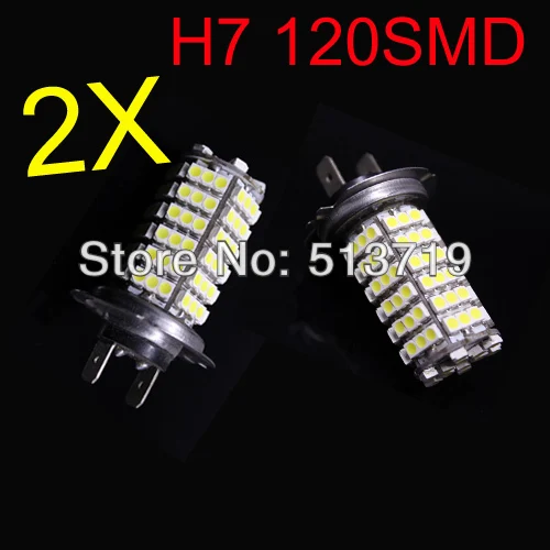 

Dongzhen Free Shipping Car Auto 120 LED 3528 SMD 12V H7 LED Bulb White Fog Light Driving Head Light Headlight Lamp Bulb 2pcs