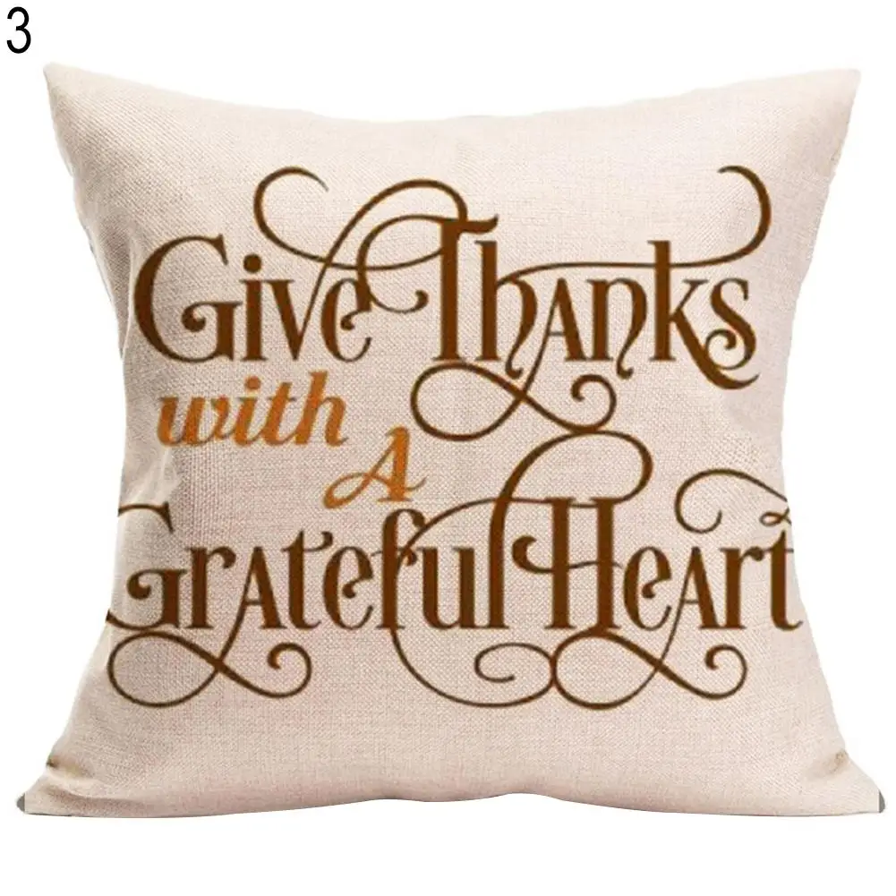 

Thanksgiving Decorative Cushion Cover Pillowcase Linen Square Shape Pillowcase Home Textile decor Letter print thanksgiving pill