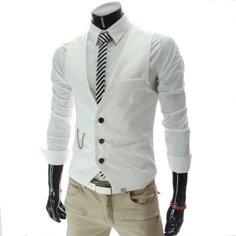  LEFT ROM 2019 stylish men fall slim fit high-end business suit vest/Male leisure v-neck cotton vest