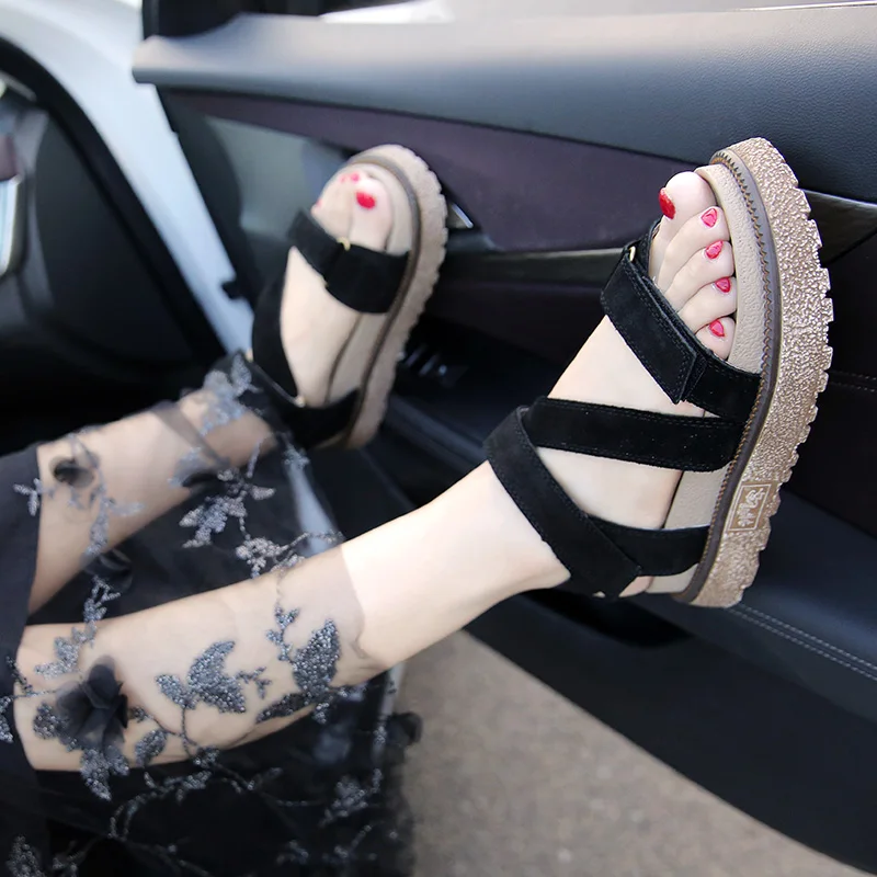 Летние женские пляжные сандалии в римском стиле женская обувь на толстом каблуке женская летняя обувь для отдыха на плоской подошве размеры 34-43