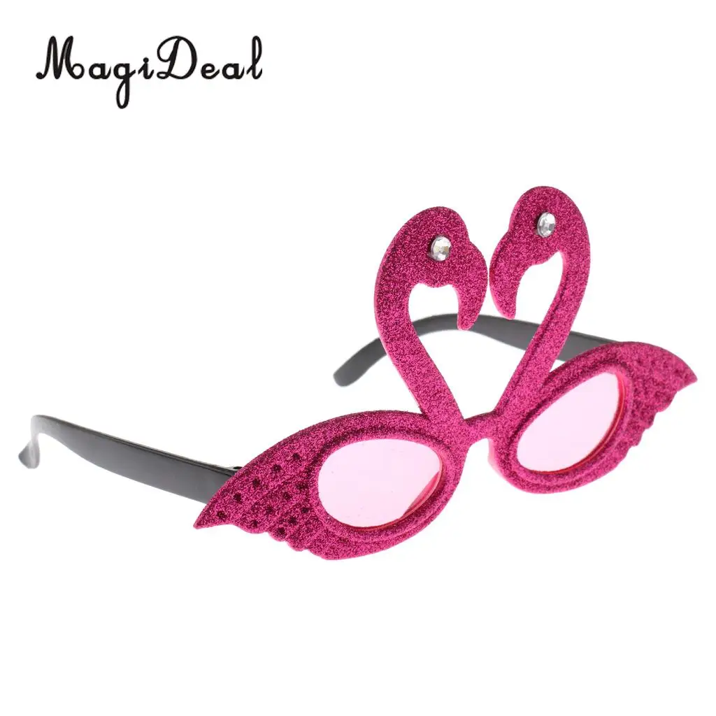 Hawaiian Tropical Glitter Flamingo Party Glasses Fancy Dress Up