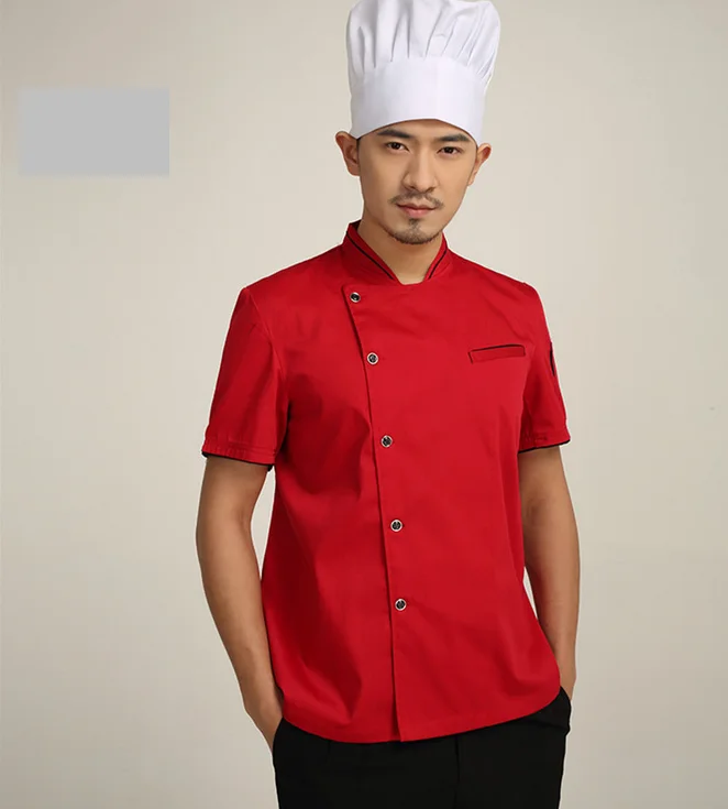 Cotton Chef's Jacket Short sleeved Work Wear Uniform Hotel Chef Uniform