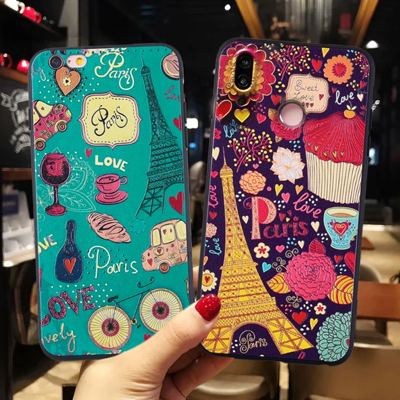 

Cute Flower Art Slim Black Phone Case For Huawei P20 Lite Case For Huawei P20 Pro Case For Fundas Huawei P20lite P20 Case Cover