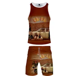 2019 Женская Группа I-DLE 3D принт морской пляж Вечерние Повседневные Майка наборы футболка без рукавов + шорты мужской жилет для фитнеса набор