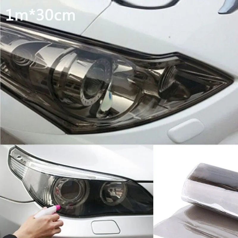 1M*30CM Transparent Light Black Chameleon Car Tint Lighthouse Tail Light Headlights Fog Vinyl Smoke Film Foil Sticker Cover