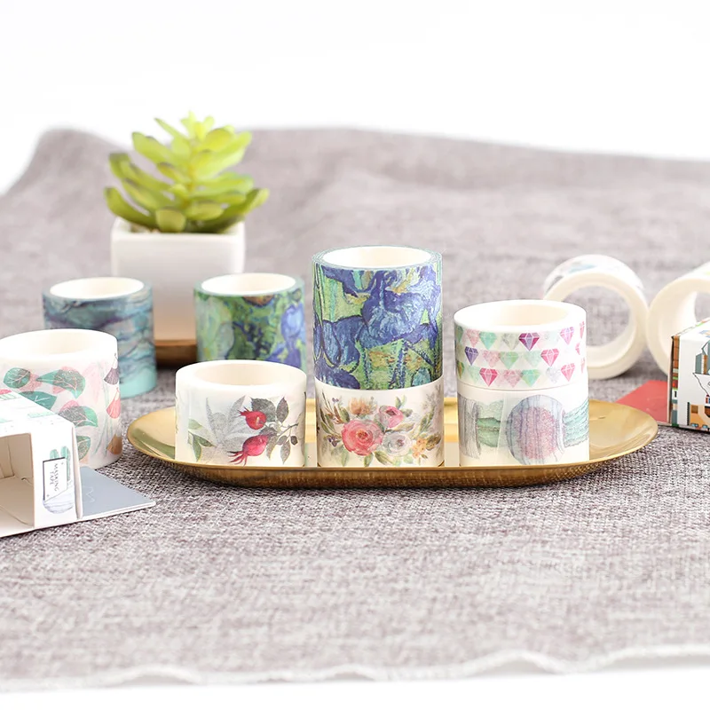 

Watercolor Meaty plant Van gogh 2- 4cm X 7m washi tape children DIY Diary decoration masking tape stationery scrapbooking tools