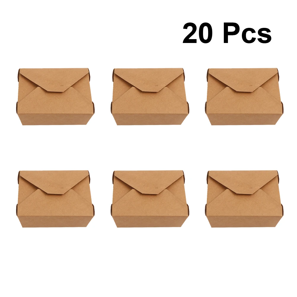 

20 Pcs Kraft Paper Box Candy Disposable Bakery Boxes Meal Prep Containers Favour Boxes for Wedding Take-out
