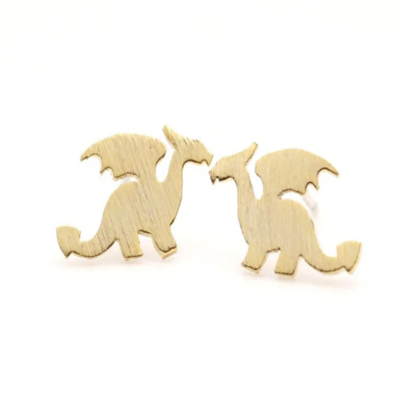 Parasaurolophus Dinosaur Earring Studs Handmade in Sterling Silver