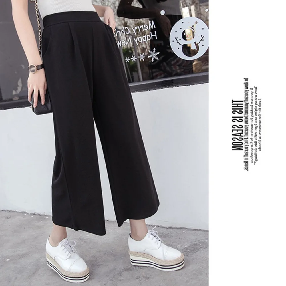 Women Pants Spring Casual Mid Waist Ankle Length Black Harem Pants ...