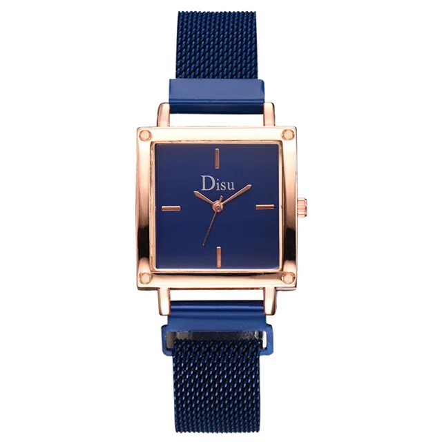 Simple Style Ladies Dress Quartz Wrist Watches Blue Women Square Magnetic Watch Waterproof Clock relogio feminino zegarek damski - Цвет: Синий